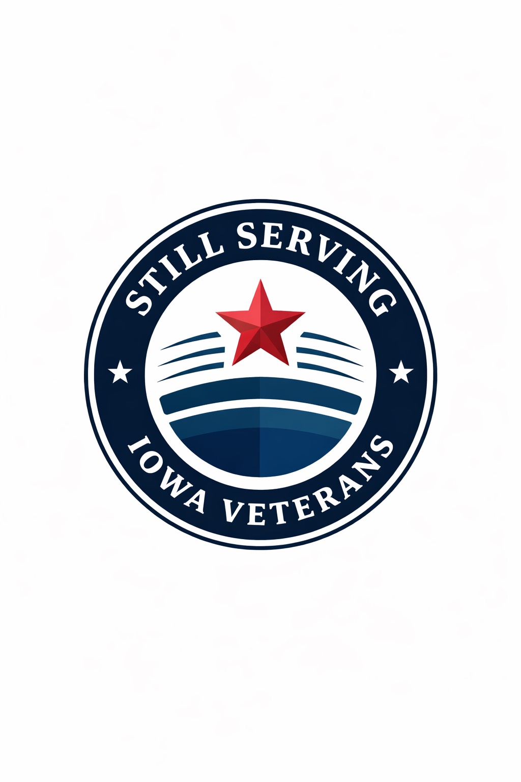 Still Serving Iowa Veterans circular emblem with a red star and service stripes